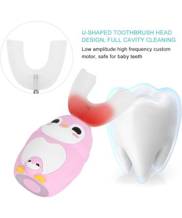 Kids Electric Toothbrush with U-Shaped Silicone Brush Head & 60ml Toothpaste - Pink | IPX7 Waterproof - Buy Online on SooperMarket.com