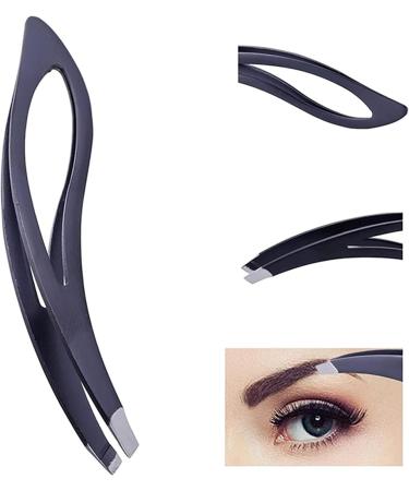 Wide Grip Slant Tweezers - German Stainless Steel - Hand-Filed Slanted Tips for Ultra-Precision - Tweezers for Eyebrows and Nose/Ear/Facial Hair - Professional Grade (Black) - Buy Online on SooperMarket.com