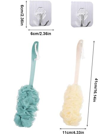 SKHAOVS 2 Piece Long Handle Bath Brush Set for Exfoliating and Dead Skin Removal - Shower Loofah Scrubber for Men and Women - Blue and Beige - Buy Online on SooperMarket.com