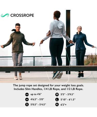 Crossrope Get Lean Set - Weighted Jump Rope Bundle for Women - 1/4 LB and 1/2 LB Ropes - Slim Handles - 8'6 Length - Ideal for User Height 5'5 to 5'9.5 - Buy Online on SooperMarket.com