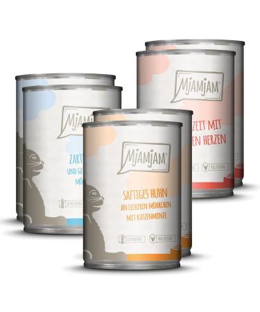 Mjamjam - Premium wet food for cats - trial package 6 -pack (6 x 400 g) grain free with extra meat single mixing package 400 g (6 Pack)