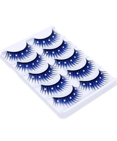 5 Pairs Fluffy Fake Eyelashes Faux Mink Fake Eyelashes Blue Shiny Rhinestone False Eyelashes 3D Thick Long Fake Eyelashes for Women Girls Party Stage Dance Makeup Masquerade