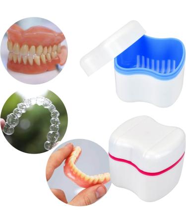 Denture Box Retainer Case Denture Storage Bath Box Denture Holder Box Cleaning Box Lightweight and Portable Cleaning Box with Filter (L Blue) L Blue - Buy Online on SooperMarket.com