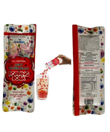 Popping Instant Boba Pearls Bubble Tea Tapioca Balls Vegan - Real Fruit Juice Flavors - Party Kit Drink & Dessert Topping - Single Serve Travel Size - Individual Packages - Mango, Passion Fruit, Pineapple, Orange, Pink Lemonade, Watermelon - Buy Online on SooperMarket.com