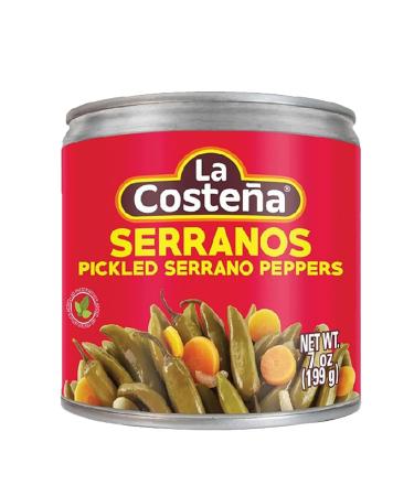 La Costena Serrano Whole Chillies 199g / Mexican Serrano Hot Spicy Chilli Peppers Canned Chillies