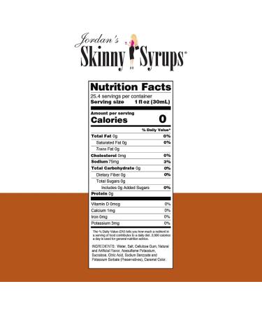 Jordan's Skinny Syrups Sugar-Free Coffee Syrup Caramel Pecan Flavoring for Chai Latte Protein Shake and More - Zero Calorie Gluten-Free Keto Friendly - 750ml (25.4 Fl Oz) - Buy Online on SooperMarket.com