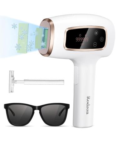 Rodzon Ipl Laser Hair Removal Hair Removal Device with Painless Care Function for Women IPL Hair Remover for Facial Armpits Legs Arms Bikini Line (Purple) (White)