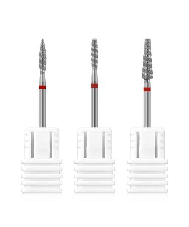 Anrui nail miller attachments 3 pieces of diamond hardmetal nail miller bits with diamond spiral nuts 3/32 inch milling mills essays for nail preparation removal of the cuticle and dead skin Fine grit