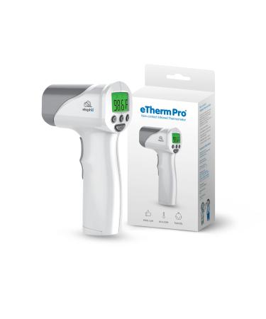 Elepho eTherm Pro Medical Quality Non-Contact IR Forehead Thermometer for Family or Office Use. Instant Body, Object, or Liquid Readings. Large LCD Display. 32 Memory Readings
