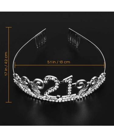 Frcolor 21th Birthday Crystal Tiara Crowns Headband with Hair Combs - Buy Online on SooperMarket.com