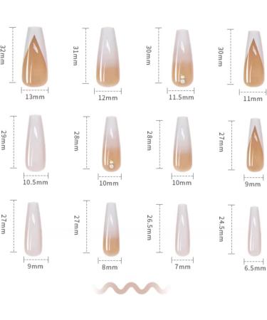 French Tips Rhinestone Gradient Press-on Nails by RUNRAYAY - Full Cover Coffin Shape Fake Nails for Women - Acrylic Stick-on Nail Set for Spring/Summer - Buy Online on SooperMarket.com