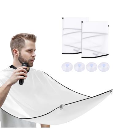 Catime 2 pieces Beard Shave apron black shaving cloak with 2 suggestions waterproof beard apron white for men black razor gifts for men