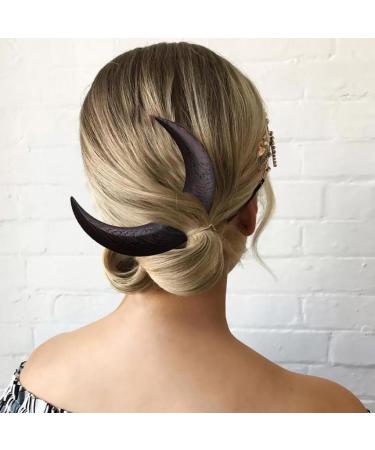 French Clips For Hair Halloween Moon Fork Wooden Hairpin Barrettes Hair Comb Hair Styling Tool Accessories Black