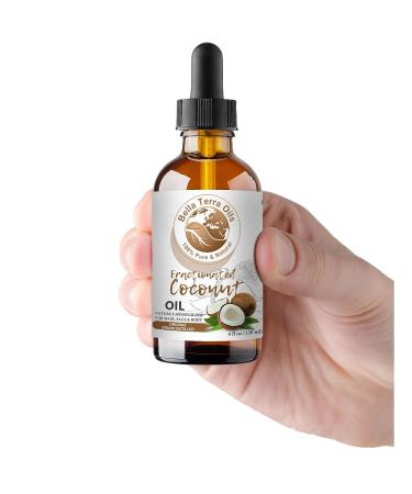 Bella Terra Oils Coconut Oil Fractionated 4oz - 100% Pure Organic Liquid Carrier Oil for Essential Oils - Natural Moisturizer for Hair, Skin, Nails, Stretch Marks - Buy Online on SooperMarket.com