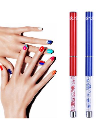 Buy Oval & Flat UV Gel Nail Brush Set | Rhinestone Handle | Professional Multicolor Nail Art Tools for Salon & DIY - Buy Online on SooperMarket.com
