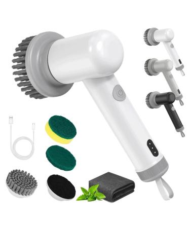 Electric Spin Scrubber 2024 New Sinoshi Spin Power Scrubber Cordless Power Spin Scrubber Rechargeable Handheld Power Scrubber Spin Brush Multifunctional Cleaning Brush Tile Sink Bathroom (White A)