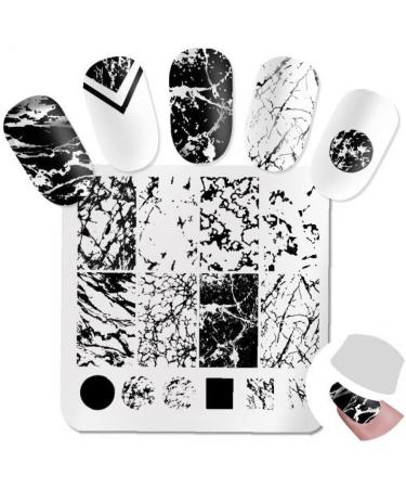 Nail Stamping Plate Set - Leaf Design & Lines Theme | Nail Art Stencil for Perfect Manicure | International Shipping Available - Buy Online on SooperMarket.com