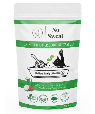 No Sweat Activated Carbon Cat Litter Odour Neutralizer-Made Of Coconut Shell-All Natural-No Chemical Toxic Ingredients-Unscented-Planet Friendly-Economy Pack-500 GR- Packing May Vary