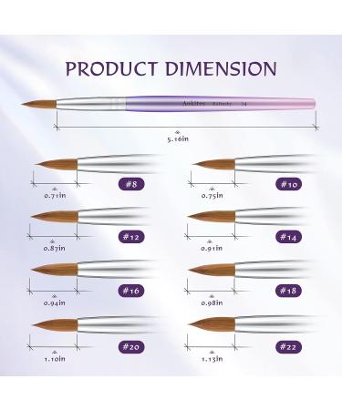 Aokitec Sable Kolinsky Nail Brush #18 - Professional Acrylic Brush for Nail Art | High-Quality Wood Manicure Tool | Violet - Buy Online on SooperMarket.com