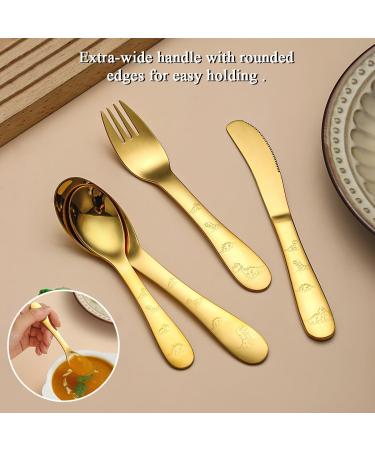 Evanda Gold Toddler Utensils Gold Titanium Coated 4 Pieces Stainless Steel Toddler Silverware Set Kids Utensils Forks and Spoons Mirror Polished Smooth Round Tableware and Dishwasher Safe 2.gold - Buy Online on SooperMarket.com