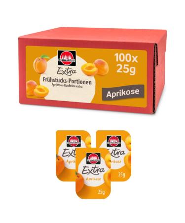 Schwartau Extra Apricot Portions Jam Portion Bowls Bulk Pack 100x25g
