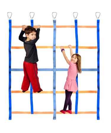 Galagee Climbing Cargo Net for Kids Indoor Outdoor (96x48) - Ninja Net Climbing Swingset Polyester Rope Ladder with 5 carabiners and Portable Bag