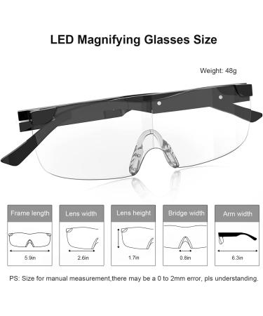 SKYWAY Hands-Free Magnifying Glasses with 200% LED Light - Rechargeable Magnifier for Reading, Hobbies, Close Work - Black - Buy Online on SooperMarket.com