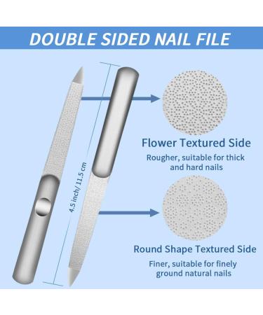 2Pcs Stainless Steel Nail Files for Natural Nails - Double-Sided Diamond File for Mothers Day Gifts - Washable and Reusable Metal Nail File - Buy Online on SooperMarket.com