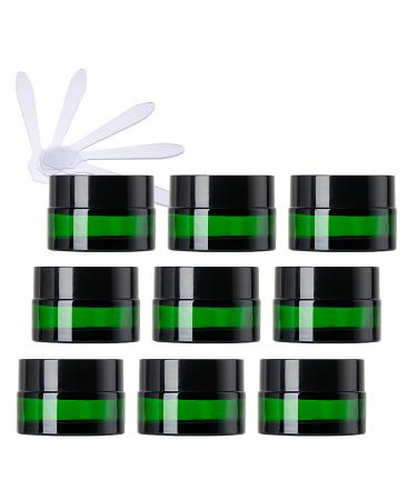 Zeoabsy 12 piece of empty green glass cream box 20ml with black screw cap green glass screw box glass-tie glass socket ointment pot cosmetic socket for gels creams + 12x spatula black 20ml