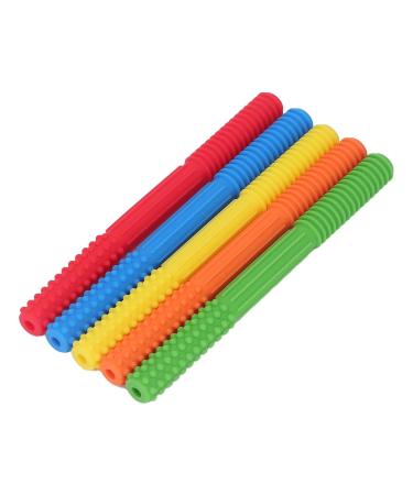 Baby Teething Tube Toys - 5 Pack Silicone Chewing Straws for Toddlers & Infants - Bite Resistant 5 Colors - Buy Online on SooperMarket.com