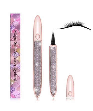 FFSTA Lash Glue Pen, Latex-Free Eyelash Glue Pen 2 in 1 Magic Diamond Self-adhesive Eyeliner Pen,Waterproof Long-Lasting Super Slim Makeup Eyeliner Pen for Eye Makeup and False Eyelashes(BLACK) Diamond-Black