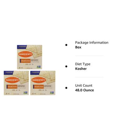 Manischewitz Kosher For Passover Matzo 3 LBS - 3 Boxes, 1 Pound Each - Buy Online on SooperMarket.com
