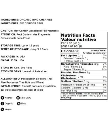 Organic California Sun-Dried Bing Cherries 1lb - Non-GMO, Kosher, Pitted, Tart & Unsweetened | Raw, Vegan, Unsulfured Bulk Cherries - Buy Online on SooperMarket.com