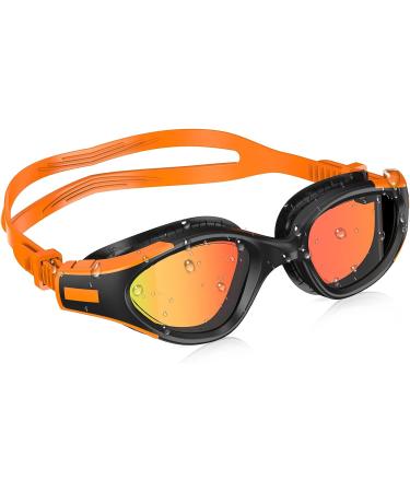 SwimStars Adult Swim Goggles - Anti-Fog UV Protection, No Leaking, Orange/Black Mirrored Lens for Pool & Open Water Swimming - Buy Online on SooperMarket.com
