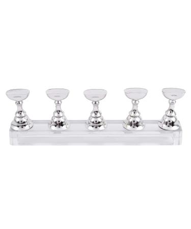 Peowuieu New Magnetic Acrylic Manicure Tools Nail Practice Hand Nail Exercises Pedestal Nail Supplies Nail Tips Display Stand Silver