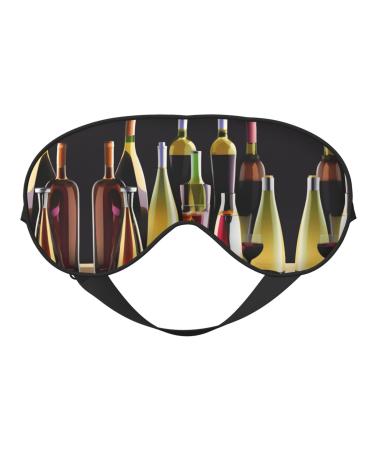 SSIMOO Cocktail Glasses and Wine Bottles Soft Sleep Eye Mask Female Breathable Eye Patch Perfect for Travel and Relaxation Black