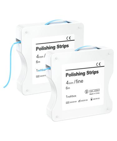 Aisely tooth sandpaper 2 pieces dental polishing strips fine size - 4mm width - 6m/roll/box tooth grinding paper interdental grinding tools for polishing teeth (blue -2 pieces) blue 2