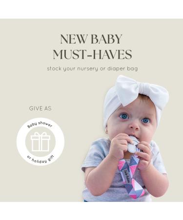 Dodo Babies Pacifier Clip & Teether Toy Set - 4 Clips + 2 Silicone Teethers - Universal Holder - Pink/Grey Prints - Boys/Girls - Buy Online on SooperMarket.com