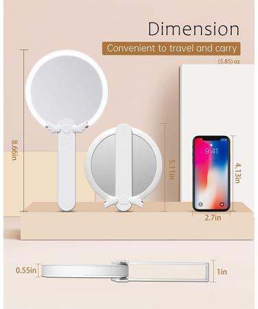 FASCINATE Handheld Mirror 10x Magnifying Makeup Mirror with Handle | Two Sided, Portable & Rechargeable | 10X/1X Magnification | Swivel Handle - Ideal for Women - Buy Online on SooperMarket.com