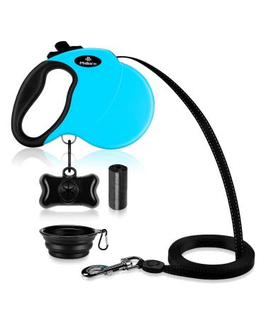 Philorn rolling linen for dogs 5m roll leash flexible with one-button blocking system non-slip handle without involvement reflective retractable dog leash for medium-sized large dogs up to 50kg L |5m |50kg blue