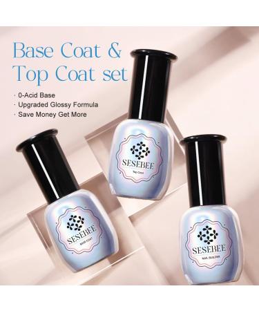 15ml Gel Top Coat and Base Coat Set - No Wipe, Soak Off, LED Lamp Dry, Clear Shine Gloss - Long Lasting Nail Art Gel Polish Resin (5in1 Functional Glue) - Buy Online on SooperMarket.com