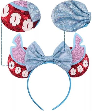 Yunmoxiao Mouse Ears Bow Headbands Shiny Bows Glitter Party Decoration Cosplay Costume for Kids Girls Women Princess Party Decorations Cosplay (Pink) - Buy Online on SooperMarket.com