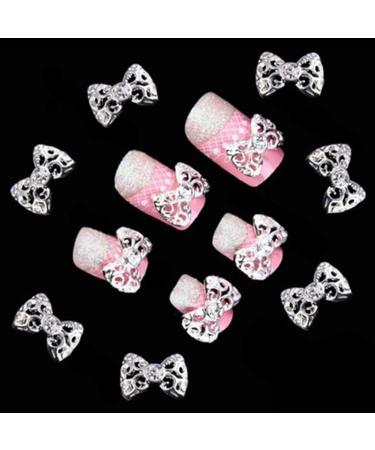 Broadfashion 10pcs 3D Glitters Bowknot Nail Stickers | Silver Bow Rhinestone Nail Art Decoration - Shop Internationally - Buy Online on SooperMarket.com