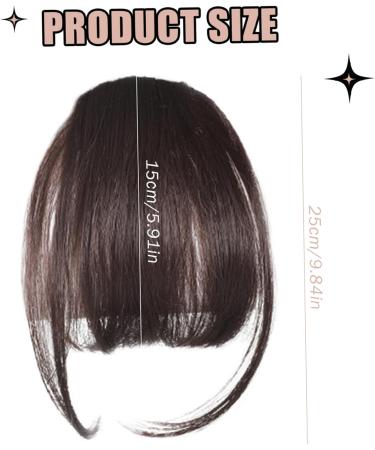 Clip in Bangs for Women 9.8" Fake Hair Natural Clip on Bangs Dark Brown Air Bangs Hair Clip with Temples & Invisible Breathable Net Curlable Cuttable Fake Bangs - Buy Online on SooperMarket.com