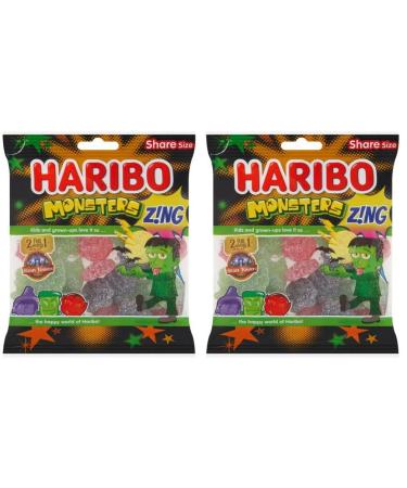2 x 160g Share Size Zingy Monsters Shaped Sweets Three Flavour Assortment (Orange Blackcurrant & Apple) Halloween Trick Or Treat