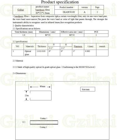 Gzikai 80mm x 25mm x 1.0mm 850nm Optical IR Narrow Band Pass Filter - Buy Online on SooperMarket.com