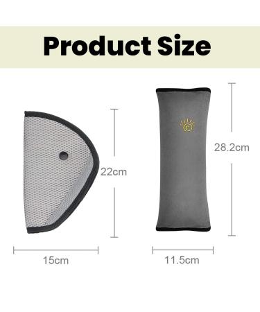 Zeyou Children Seat Belt Pads Set | 2 pcs Removable Car Seat Belt Shoulder Pads & Pillows | Gray Safety Cushions for Kids in Car & Stroller - Buy Online on SooperMarket.com