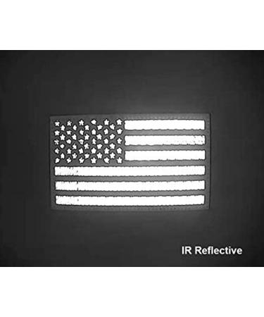 Infrared IR US American Flag Patch Set - Tactical Vest Patches - 2x3.5 - Hook-Fastener Backing - Black - 1 Left + 1 Right - Buy Online on SooperMarket.com