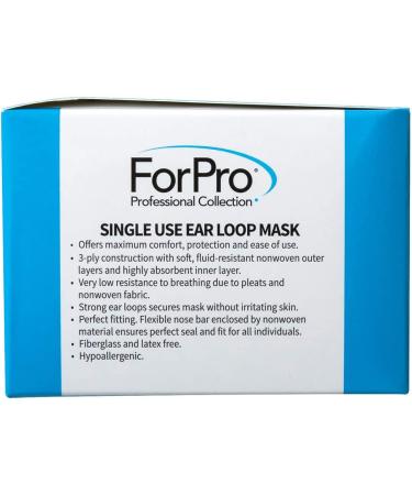 ForPro 3-Ply Disposable Ear Loop Face Mask - 50 Count | Latex-Free, Hypoallergenic, Fiberglass-Free | Protects Against Pollen & Dust - Buy Online on SooperMarket.com