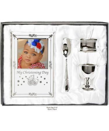 Silver Plated Christening Day Gift Set - 4-Piece in Presentation Box - Buy Online on SooperMarket.com